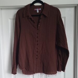 Urban Outfitters Brown Buttom Down Loose Cotton Shirt